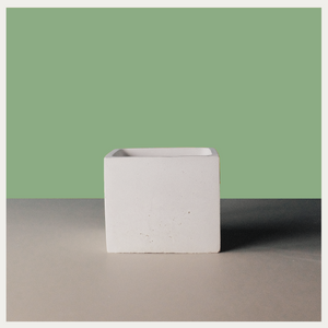 White Square Concrete Planter Small
