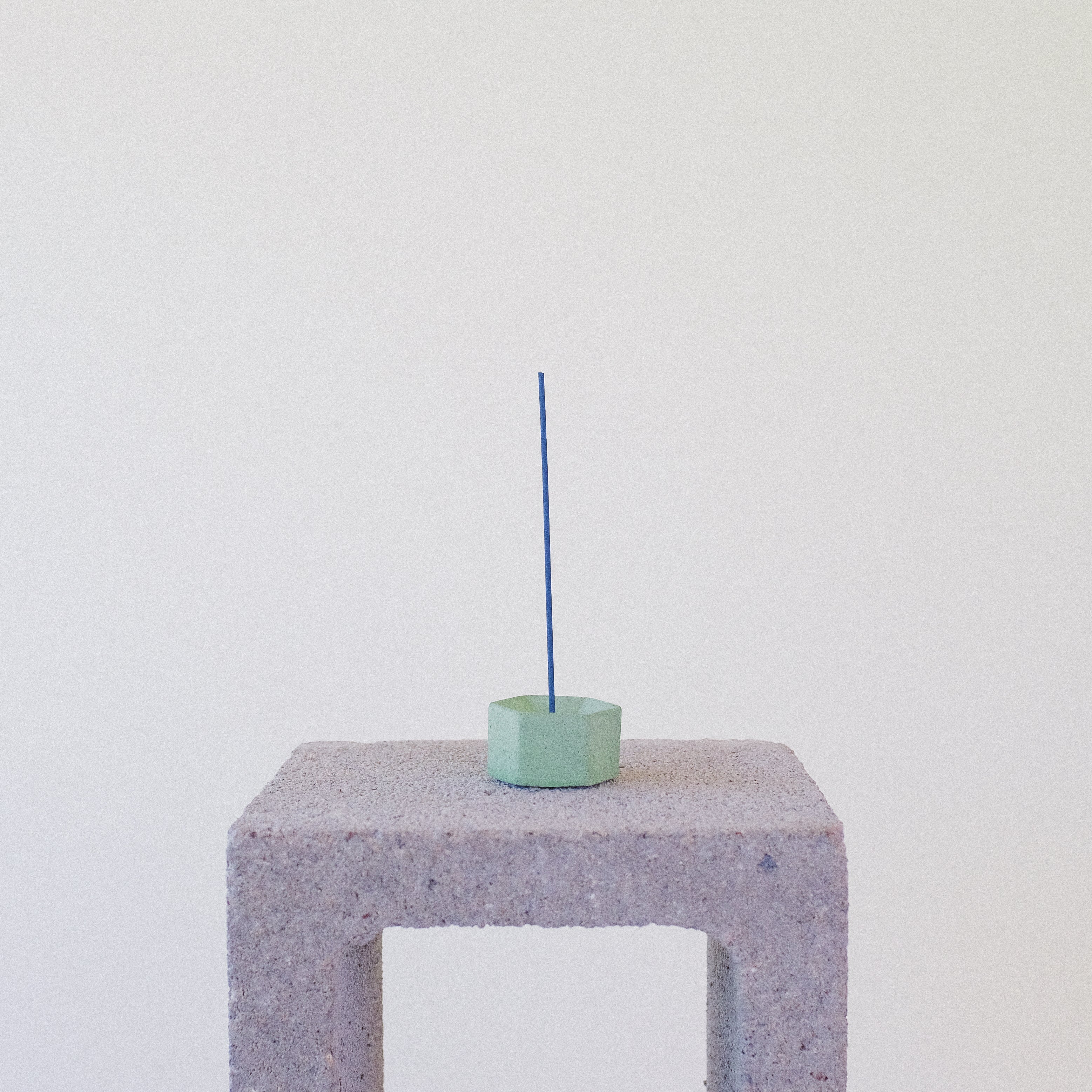 Small Hexagonal Spanish Green Concrete Incense Holder
