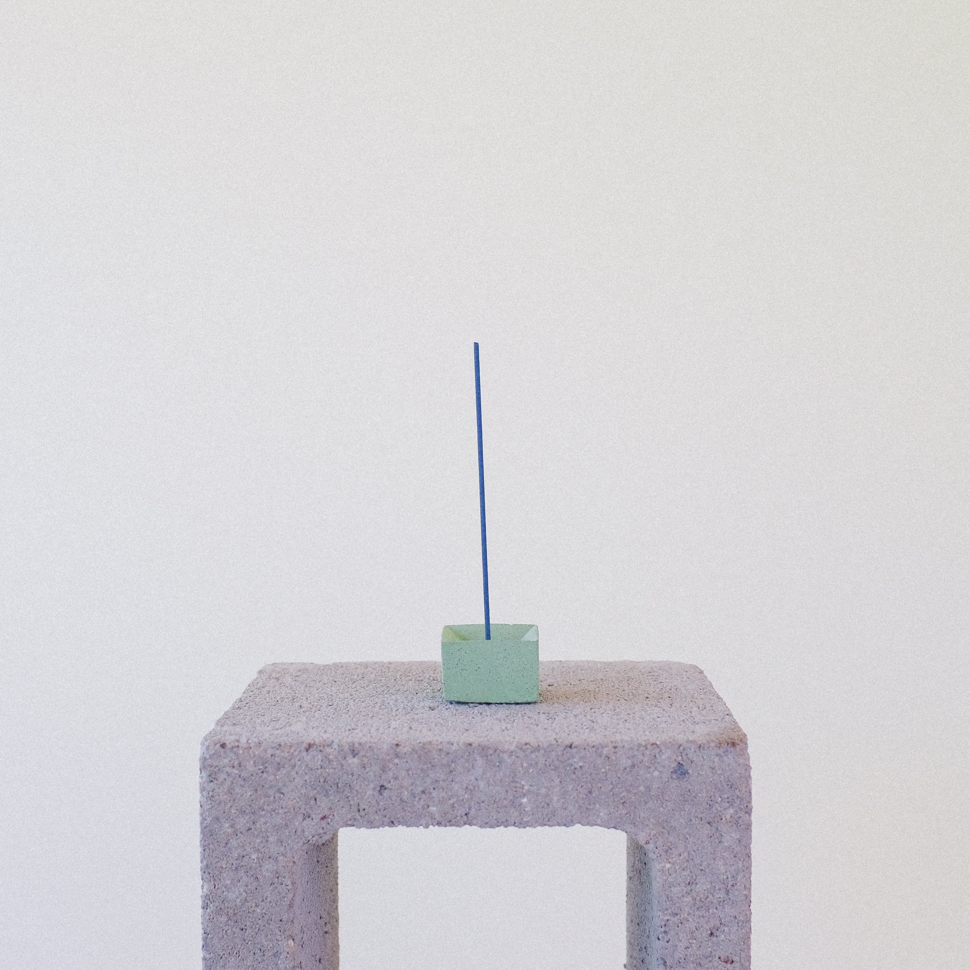 Small Square Spanish Green Concrete Incense Holder